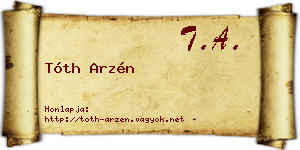 Tóth Arzén névjegykártya